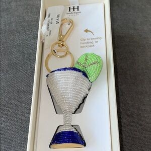 Haute Hippie Beaded Martini Keychain in White, Blue, and Green
